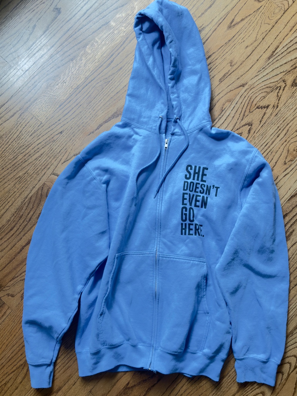 Light Blue Zip-Up Hooded One-Piece Sweatshirt